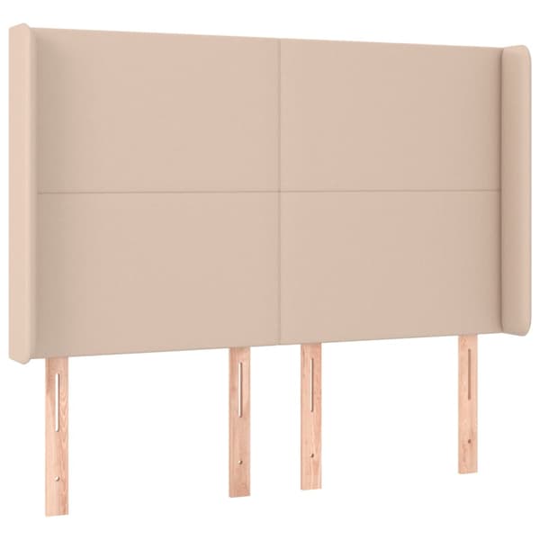 Sänggavel LED cappuccino 147x16x118/128 cm konstläder