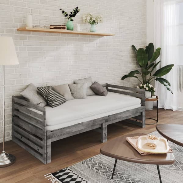 Dagbädd grå massiv furu 2x(90x200) cm
