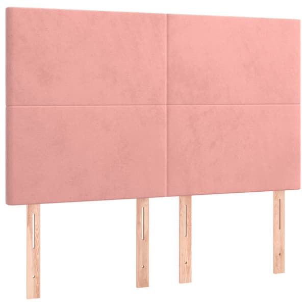 Ramsäng med madrass rosa & LED 140x200 cm sammet