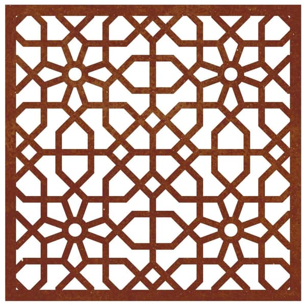 Väggdekoration 55x55 cm rosttrögt stål morisk design