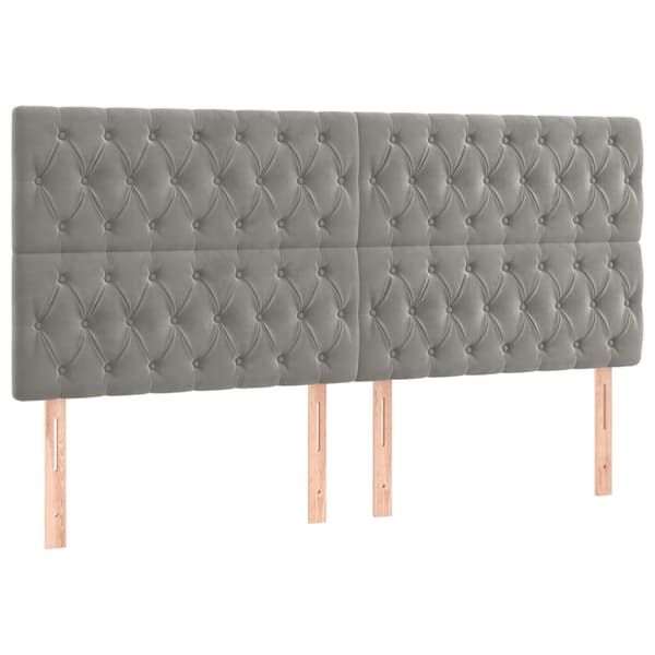 Ramsäng med madrass ljusgrå 180x200 cm sammet
