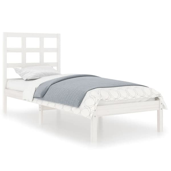 Sängram vit massivt trä 75x190 cm