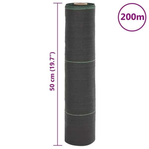 Ogräsmatta svart 0,5x200 m PP