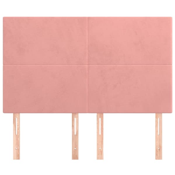 Sänggavel rosa 144x5x118/128 cm sammet