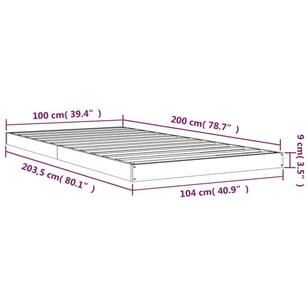 Sängram vit 100x200 cm massiv furu