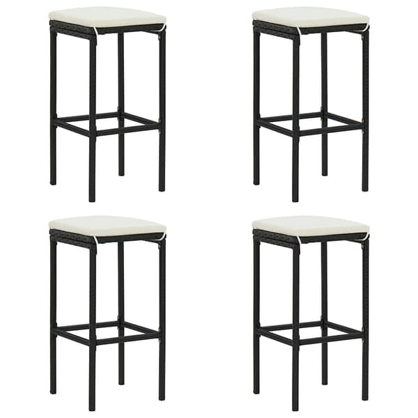Barstolar med dynor 4 st svart konstrotting