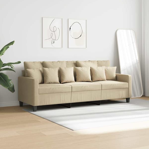 3-sitssoffa gräddvit 180 cm tyg