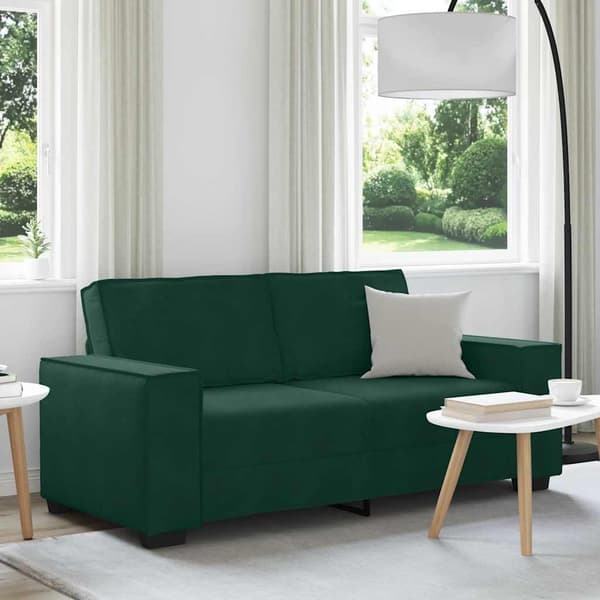 Soffa 2-sits mörkgrön 180x78x84 cm sammet