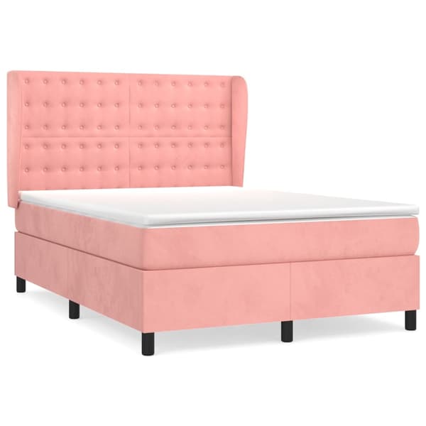 Ramsäng med madrass rosa 140x190 cm sammet