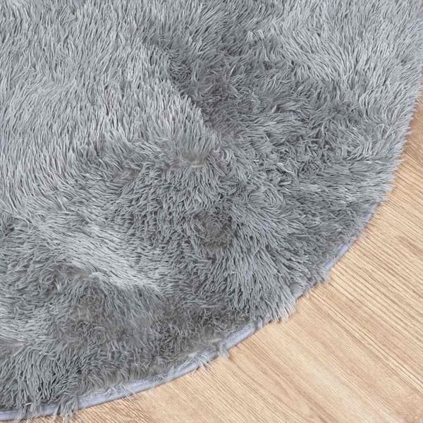 Ryamatta med lång lugg NAVARRA ljusgrå 160x160 cm polyester