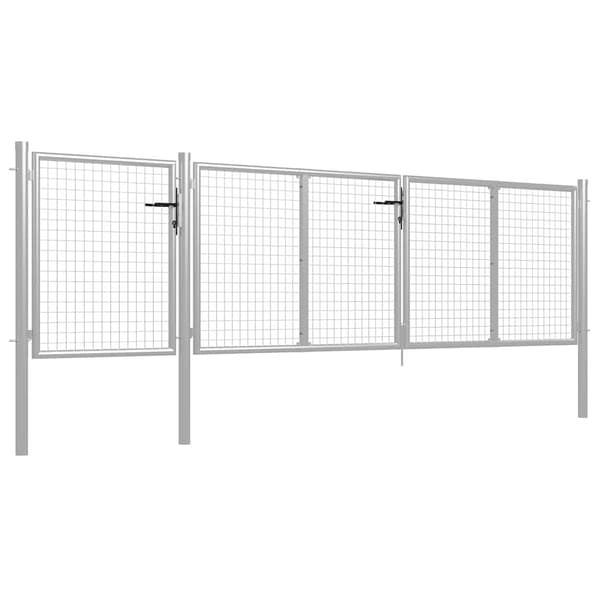 Trädgårdsgrind stål 400x75 cm silver