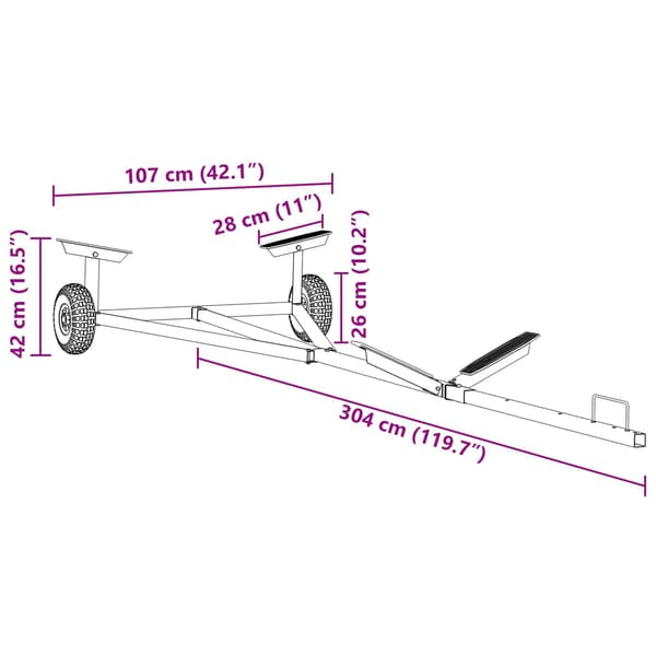 Båktrailer Silver 302 x 107 x 42 cm Stål