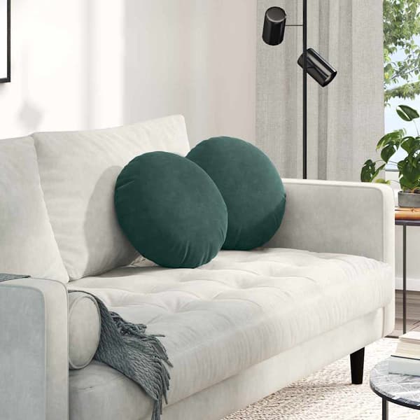 Sittkuddar 2 pcs Mörkgrön Ø 40 x 13 cm Sammet