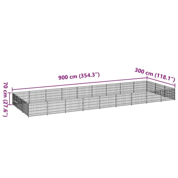 Hundgård svart 27 m² stål