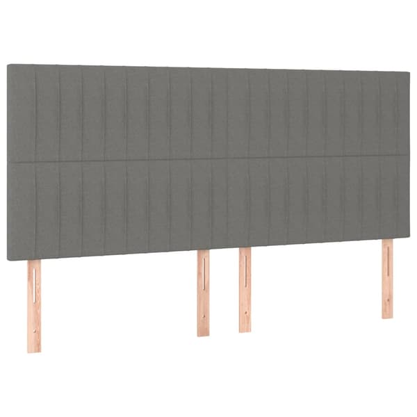 Ramsäng med madrass & LED mörkgrå 200x200 cm tyg