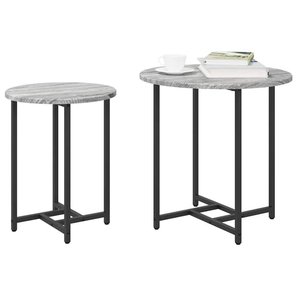 Sidobordsset 2 pcs Grå Sonoma och Svart