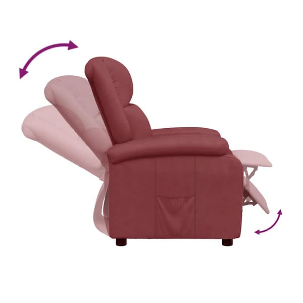 Reclinerfåtölj vinröd konstläder