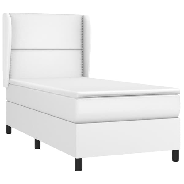 Ramsäng med madrass vit 100x200 cm konstläder