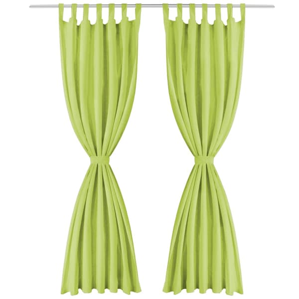 Gardiner i microsatin 2 st med öglor 140x175 cm grön