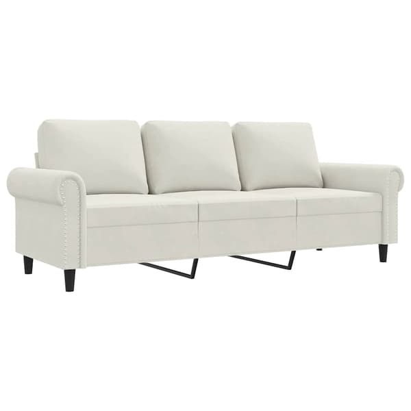 3-sitssoffa gräddvit 180 cm sammet