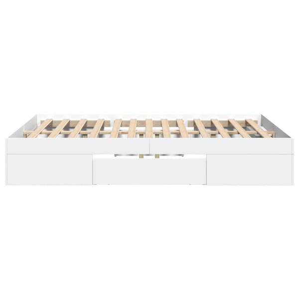 Sängram vit 135x190 cm konstruerat trä