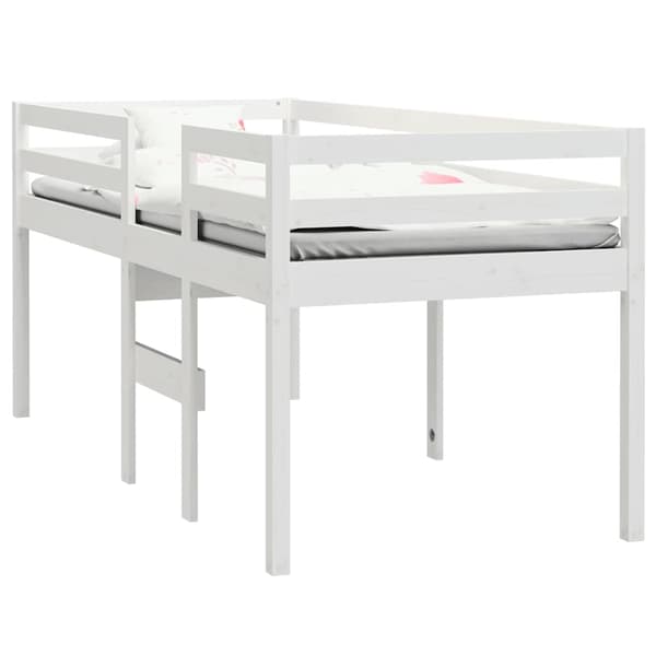 Hög säng Vit 90x200 cm massiv furu
