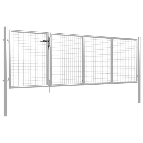 Trädgårdsgrind stål 350x75 cm silver