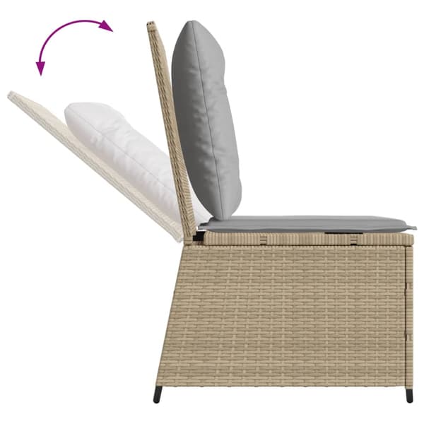 Ställbar fåtölj med dynor beige konstrotting