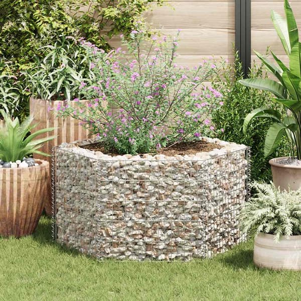 Hexagonal planteringsgabion upphöjd 100x90x50 cm