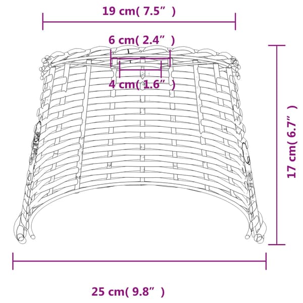 Taklampskärm vit Ø25x17 cm korgmaterial