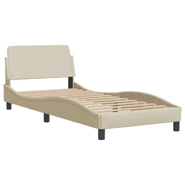 Bed Frame with Headboard "Dover" Cream 80x200 cm Fabric