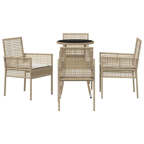 Trädgårdsmöbelset 5 pcs Beige konstrotting