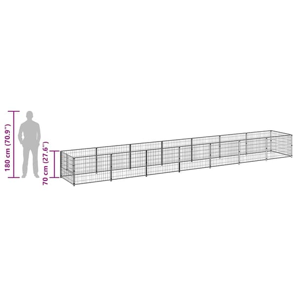 Hundgård svart 7 m² stål