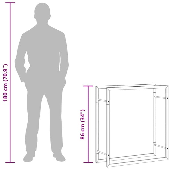 Vedställ matt svart 80x28x86 cm stål