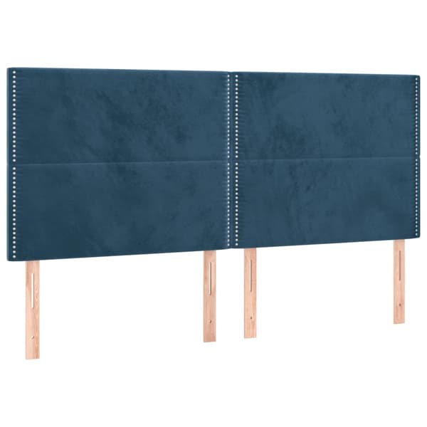 Ramsäng med madrass & LED mörkblå 200x200 cm sammet