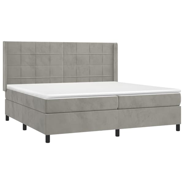 Ramsäng med madrass ljusgrå 200x200 cm sammet