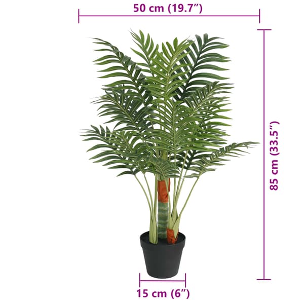 Konstväxt palm med 3 stammar grön 85 cm PP