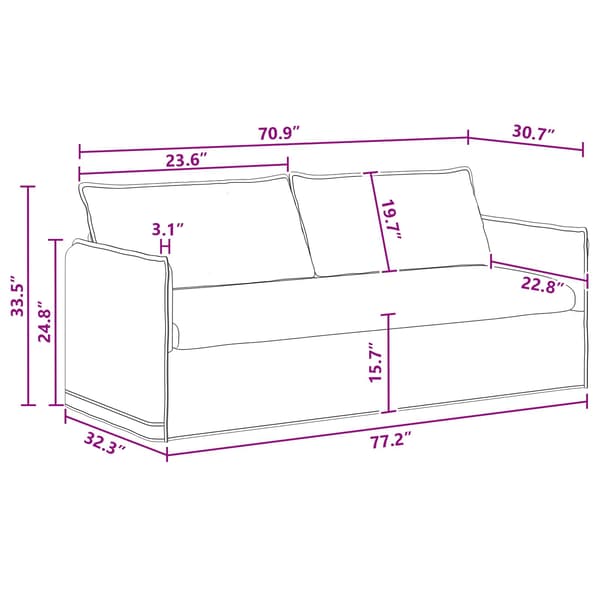 Soffa Mörkgrå 196 x 82 x 85 cm tyg