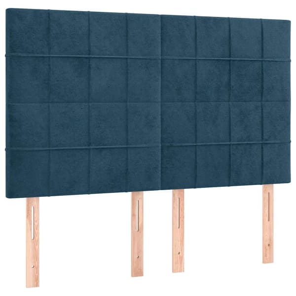 Sänggavel mörkblå 144x5x118/128 cm sammet