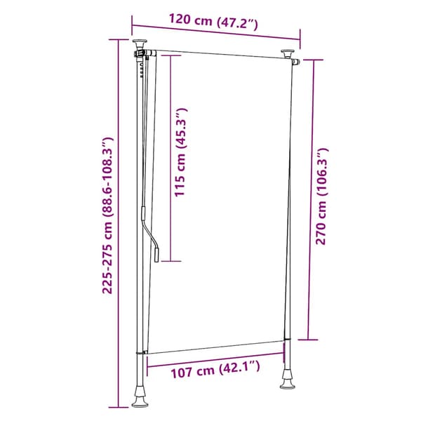 Rullgardin utomhus 120x270 cm antracit
