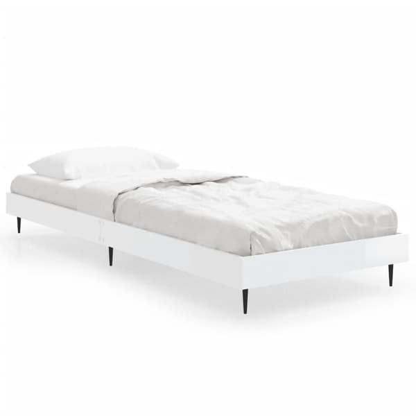 Sängram vit högglans 75x190 cm konstruerad trä