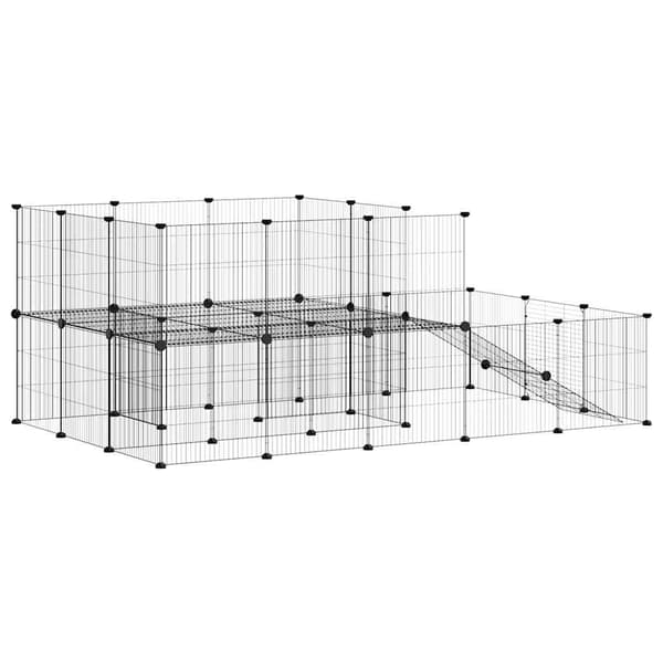 Hundgård svart 44 paneler 35x35 cm stål