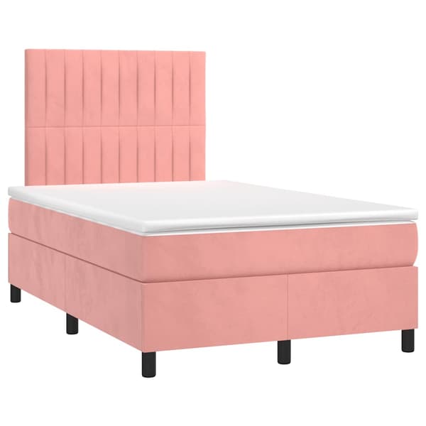 Ramsäng med madrass rosa 120x190 cm sammet