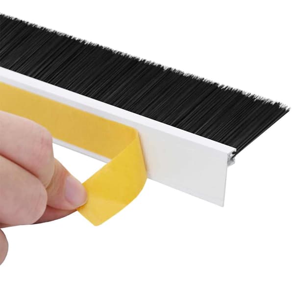Självhäftande dörrborstlist 2 pcs Vit 100 cm Aluminiumlegering