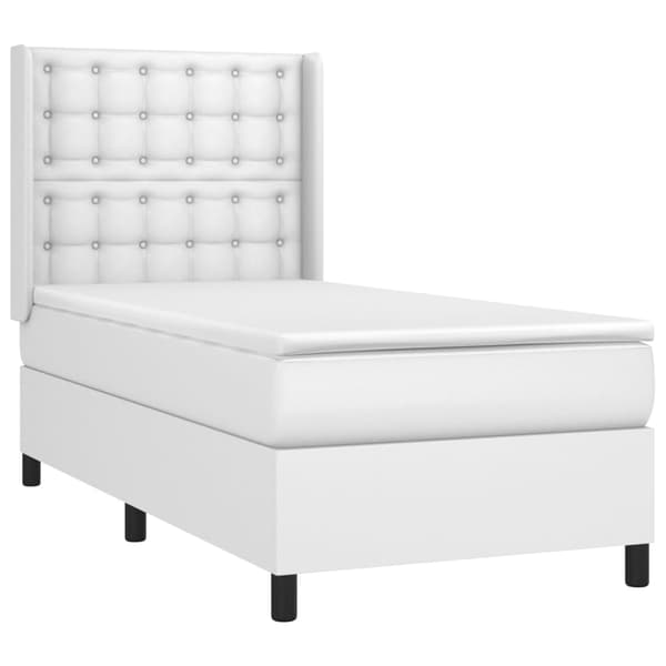 Ramsäng med madrass & LED vit 90x200 cm konstläder