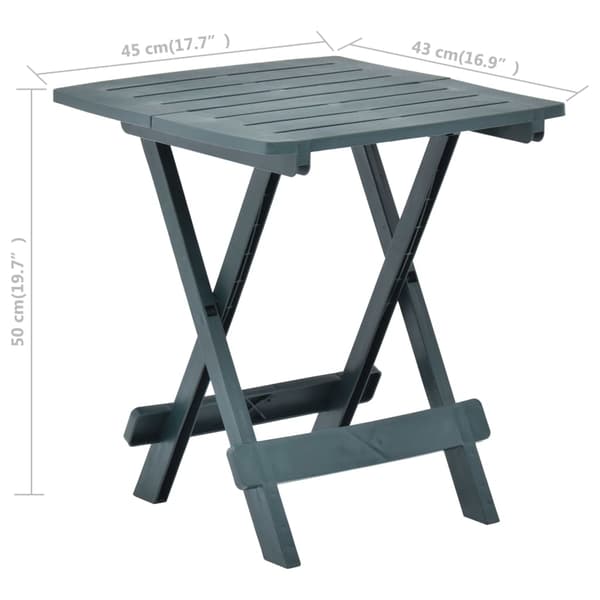 Hopfällbart trädgårdsbord grön 45x43x50 cm plast