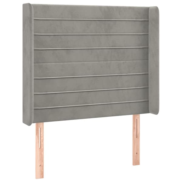 Ramsäng med madrass & LED ljusgrå 90x190 cm sammet