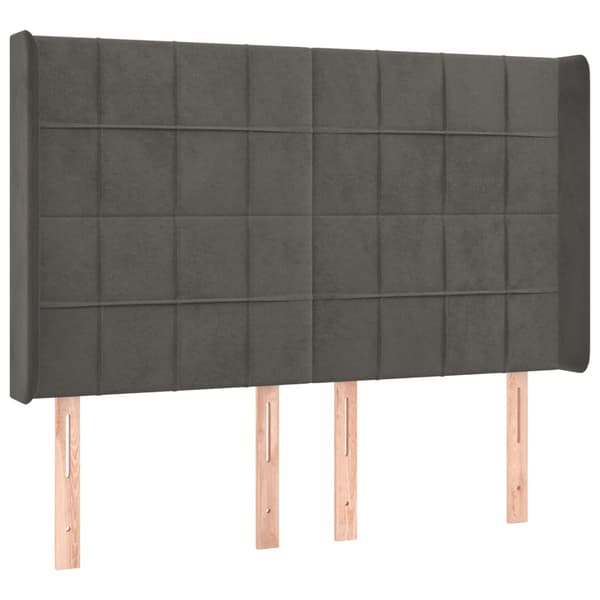Ramsäng med madrass & LED mörkgrå 140x200 cm sammet