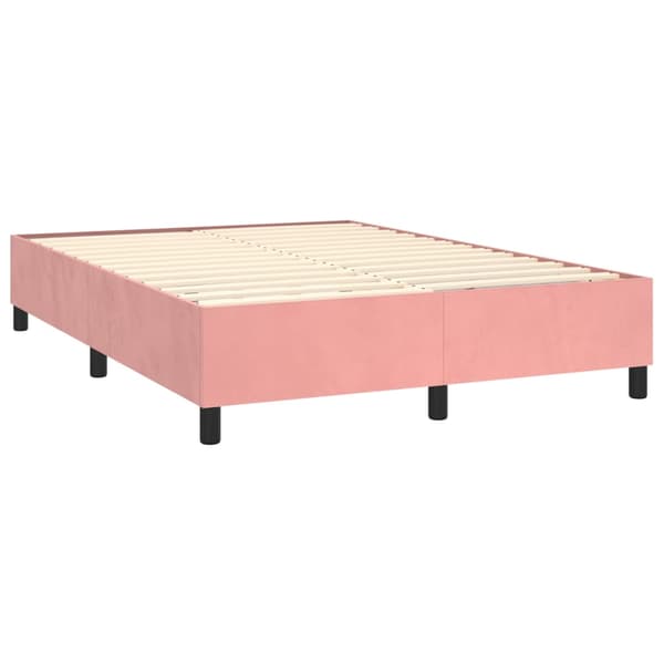 Ramsäng med madrass rosa 140x190 cm sammet