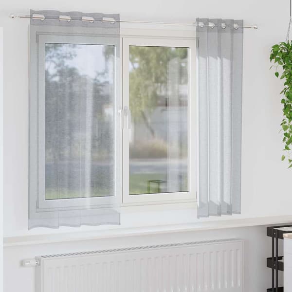 Voile Gardin 2 st Mörkgrå 175 x 140 cm Polyester
